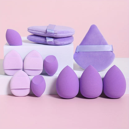 12-Piece All-Purpose Makeup Sponge Puff Set, Includes 3 Powder Puffs, 3 Mini Air Cushion Puffs, 3 Beauty Blenders & 3 Mini Beauty Blenders, Ideal For All Skin Types