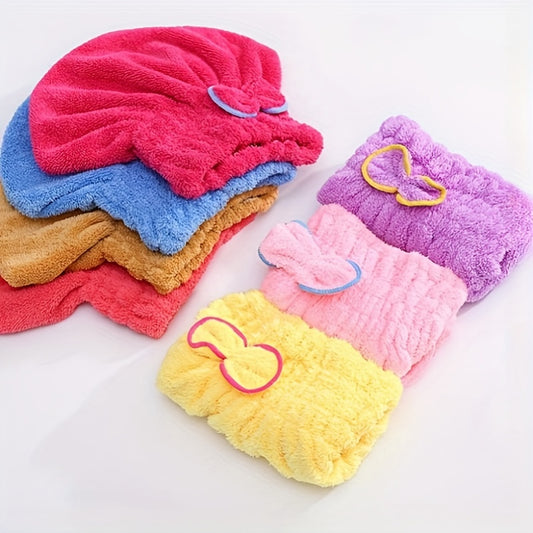 1 Pc Absorbent Coral Velvet Hair Drying Towel - Fast Drying Long Hair Turban Wrap For Women - Princess Shower Cap