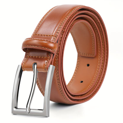 [Classic Men's Leather Belt] Classic & Fashion Men's Leather Belt | Single Prong Buckle for Jeans, Pants, Work & Business - Gift for Dad & Husband