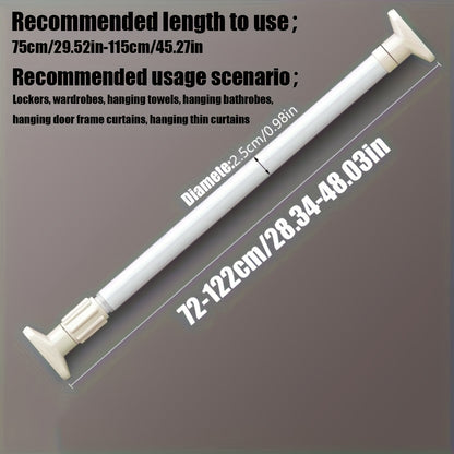 1pc Adjustable Tension Curtain Rod - Multipurpose Heavy-Duty No-Drill Extendable Rod for Shower, Closet, Window, Towel Rack - Metal & Plastic Home Accessory