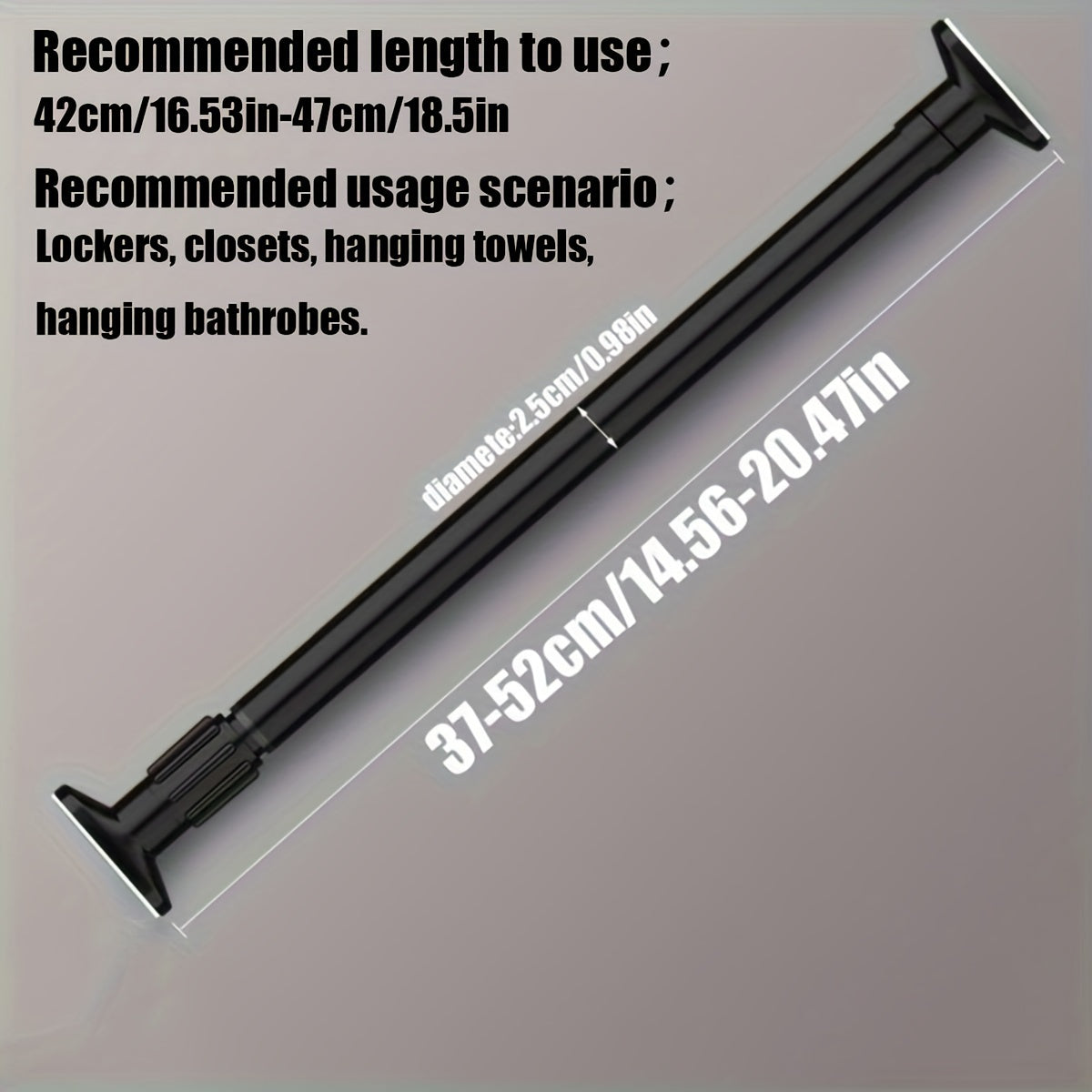1pc Adjustable Tension Curtain Rod - Multipurpose Heavy-Duty No-Drill Extendable Rod for Shower, Closet, Window, Towel Rack - Metal & Plastic Home Accessory