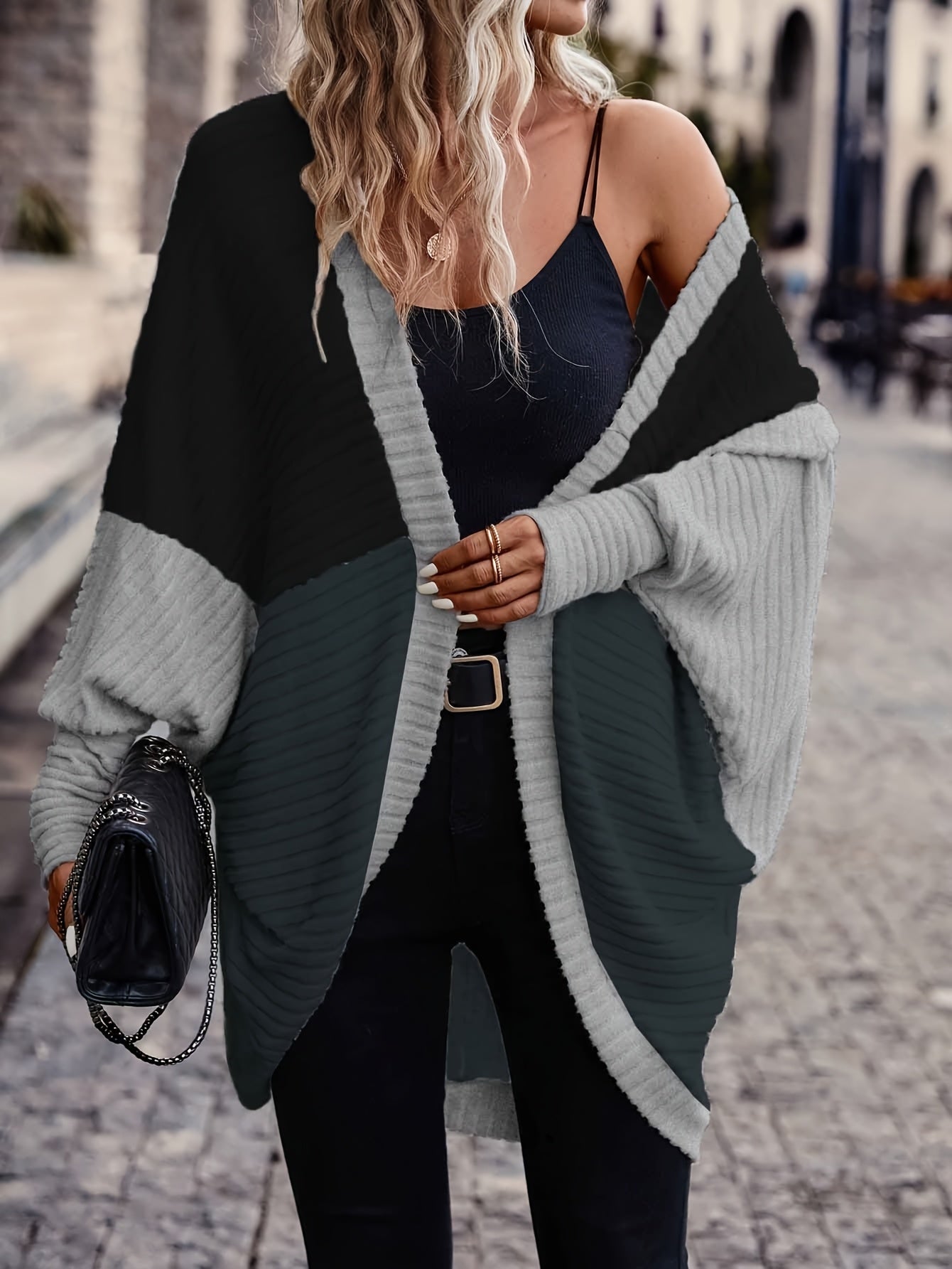 Stylish Versatile Color-Block Loose Cardigan for Women