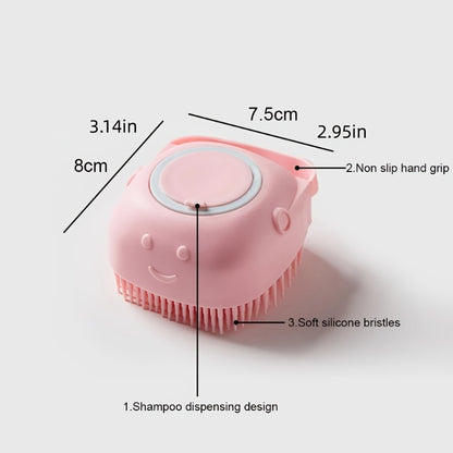 Soft Dog Shampoo Massager Bath Brush with Detachable Head & Soft Bristles - Gentle Pet Grooming Shower Brush for Sensitive Light Beige, Easy-Clean Design, Multi-Color Options (Pink, Blue, Yellow, Green, Turquoise) - Bath Time