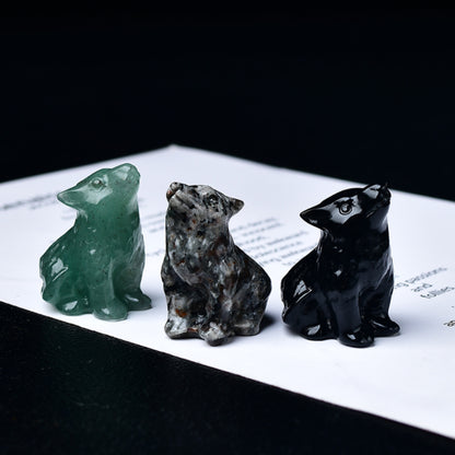 1pc 3. 5cm/1. 38in Crystal Carving Wolf, Pocket Decoration, Bare Stone, Home Decoration