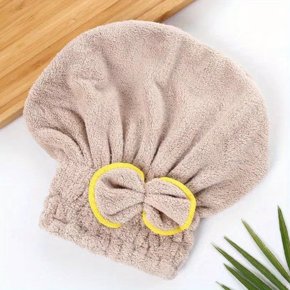 1 Pc Absorbent Coral Velvet Hair Drying Towel - Fast Drying Long Hair Turban Wrap For Women - Princess Shower Cap