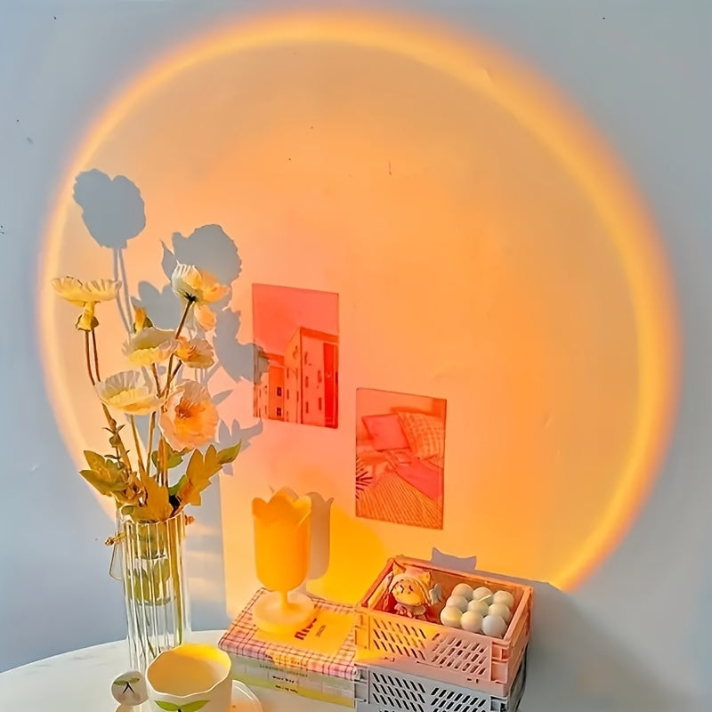 Sunset projection lamp, home decoration atmosphere lamp, sunset red decorative lamp, romantic sunset orange light and shadow effect, USB night light, multi-angle rotatable and adjustable, LED lighting, suitable for home livin
