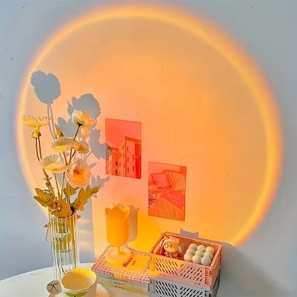 Sunset projection lamp, home decoration atmosphere lamp, sunset red decorative lamp, romantic sunset orange light and shadow effect, USB night light, multi-angle rotatable and adjustable, LED lighting, suitable for home livin