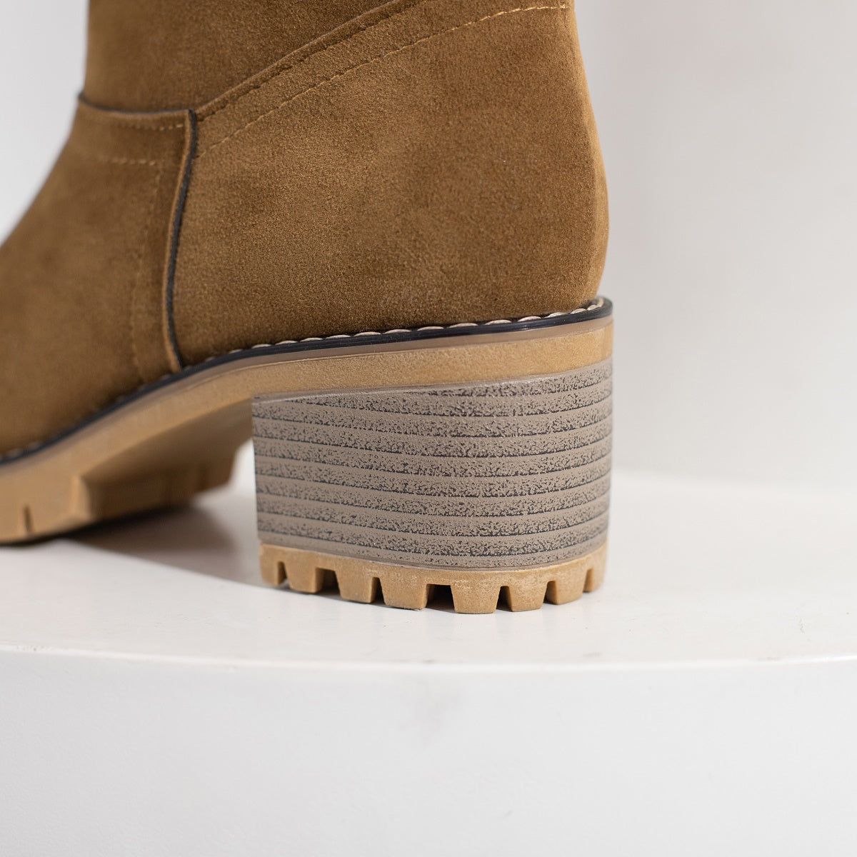 [Faux Fur Lined Boots] Warm Faux Fur Lined Women's Boots - Slip On Block Heeled Ankle Boots - Women's Footwear