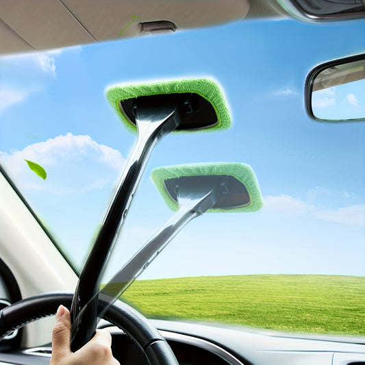 1 Set of Windshield Cleaning Brush Kit with Brush Rod/1 Simple Windshield Cleaning Brush Cloth, Easy-To-Use Wiping Tool for Cleaning And Protecting Your Windshield-Car Window Brush,Car Cleaning Wipe,Clear Car Washing Equipmen