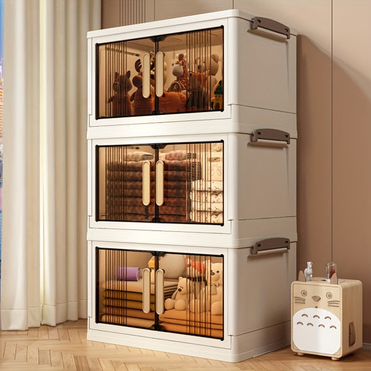 1 Multi-layer Foldable Open Storage Cabinet For Home Living Room, High Aesthetics Storage Box, Clothing And Milk Powder Storage Box, Dormitory With Wheels, Multi-layer Book And Snack Sorting Box, Home Storage And Sorting Box,