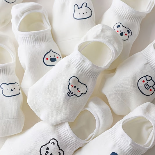 10 Pairs Ultra-Soft Womens Short Socks - Adorable Cartoon Prints, Lightweight & Breathable Low Cut Ankle Socks - Assorted Styles for Everyday Fashion