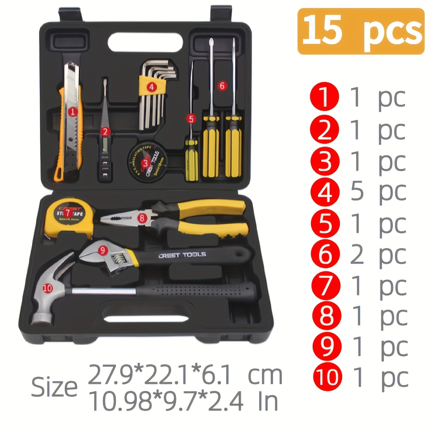 15pcs/23pcs Repair Tools, Manual Toolbox Tools, DIY Toolbox Tools, H4001A Hardware Toolbox Tools Are Durable And Very For Daily Home Decoration