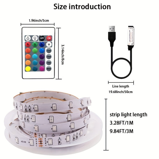 1 ensemble de ceinture de lumière TV à rétroéclairage USB DIY, bandes lumineuses LED, 3.28FT/9.84FT SMD 2835 LED Flexible Cabinet Light pour la décoration de la maison