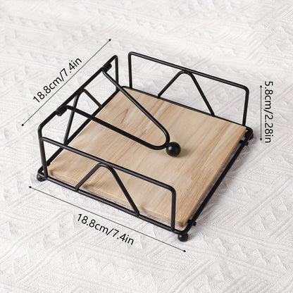 [Metal Napkin Rack] Iron Art Design 1pc Tissue Dispenser - Metal Hollow Napkin Holder for Kitchen Countertop, Dining Table, Home Decoration