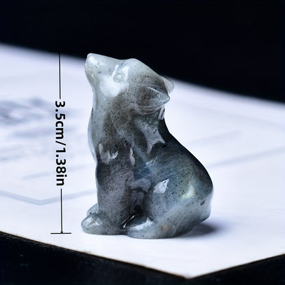 1pc 3. 5cm/1. 38in Crystal Carving Wolf, Pocket Decoration, Bare Stone, Home Decoration