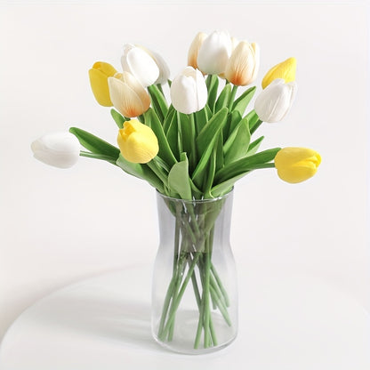 10pcs, Artificial Tulip, Artificial Flower Faux Flower Realistic Simulation Flower Blooming DIY Craft Bridal Bouquet Home Table Living Room Decoration, Indoor Outdoor Decoration