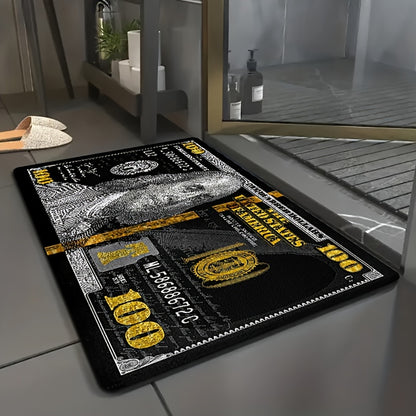 1pc Banknote Pattern Bathroom Non-slip Mat, Bathroom Floor Rug, Bathroom Door Mat, Bedroom Living Room Floor Carpet, Entry Way Mat For Bathroom Hallway Living Room Bedroom Balcony, Home Decoration