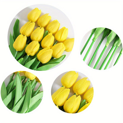 10pcs, Artificial Tulip, Artificial Flower Faux Flower Realistic Simulation Flower Blooming DIY Craft Bridal Bouquet Home Table Living Room Decoration, Indoor Outdoor Decoration