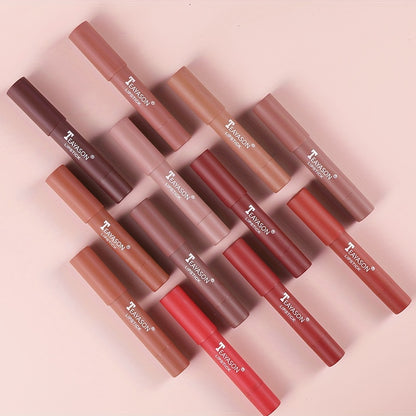 12 Colors Matte Moisturizing Lipstick Crayons - Vibrant Lipstick for Smooth, Long-Lasting, Waterproof Finish - Perfect Valentine's Day Gift for Her