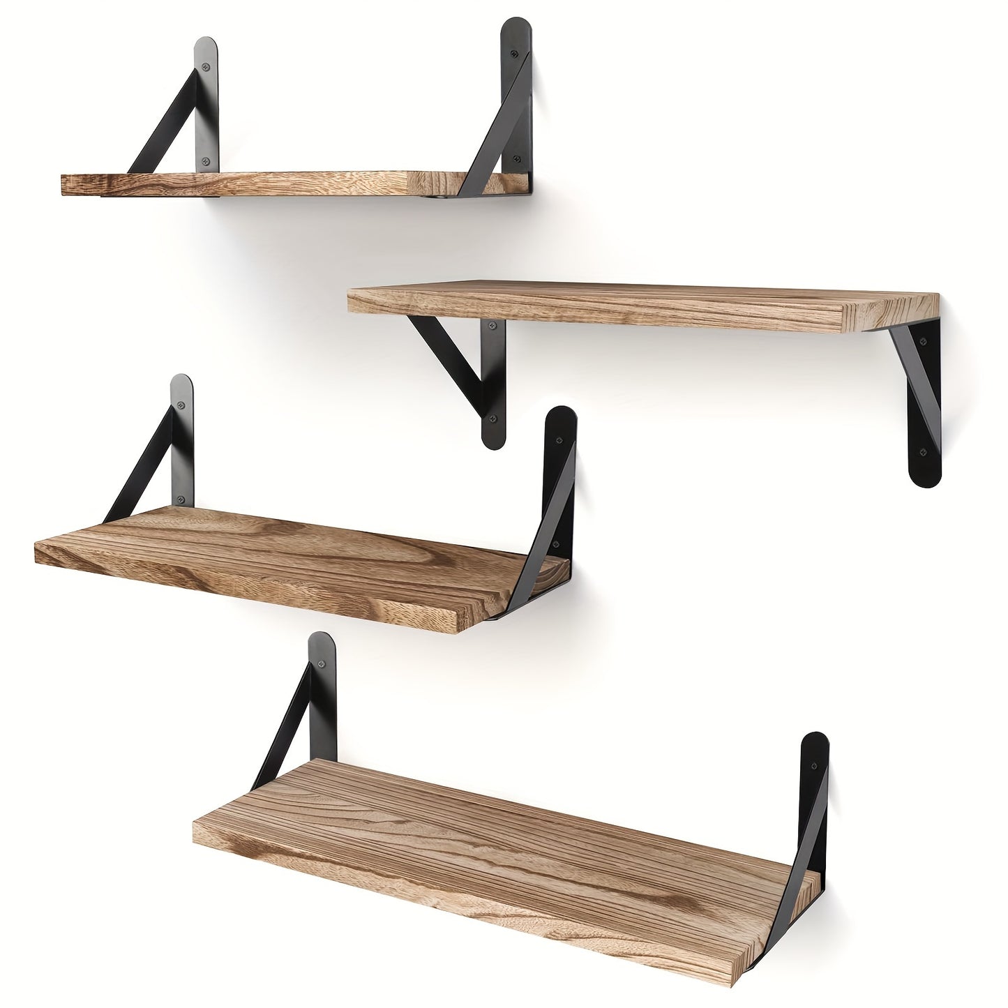 [4pcs Floating Shelves] 4pcs Floating Shelves, Wall Mounted Shelves | For Room Decor, Bathroom Storage, Bedroom, Living Room, And Plants, Home Storage Decoration Utility Shelf