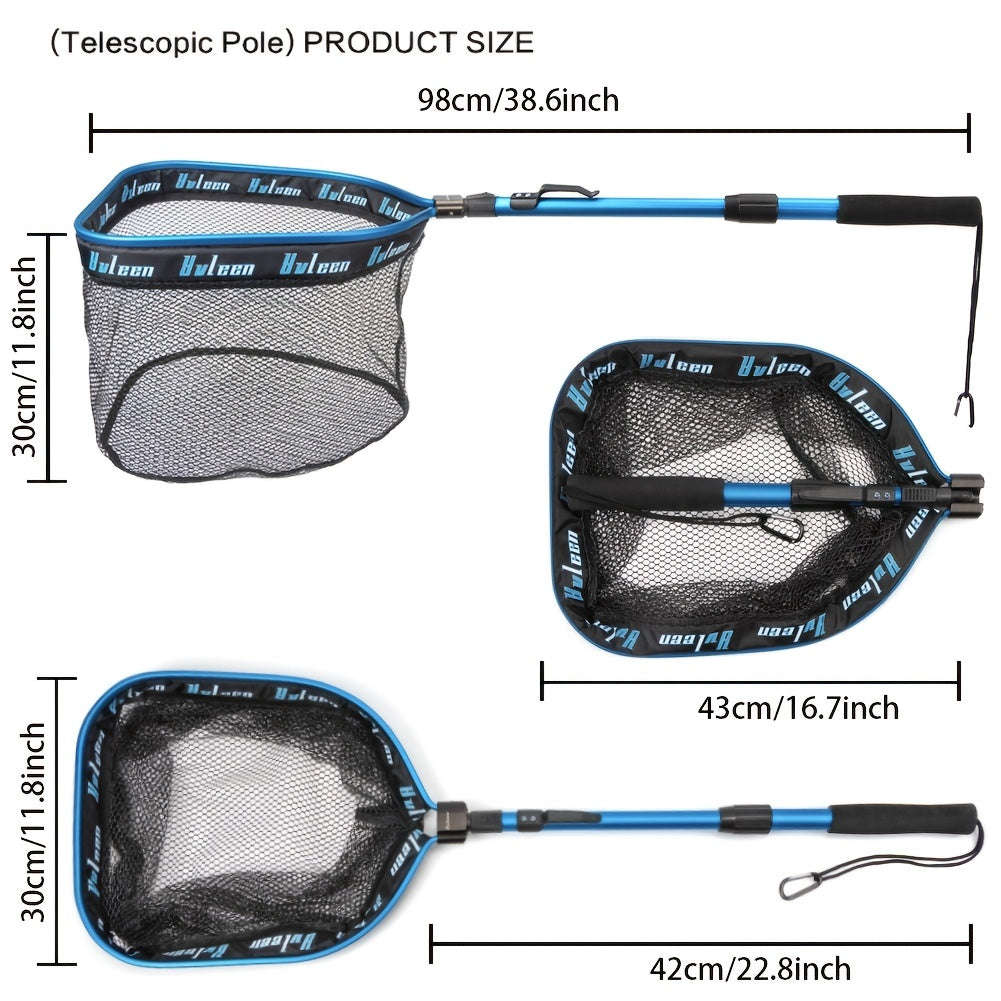 [YVLEEN Floating Fishing Net] YVLEEN Rubber Coated Floating Fishing Net - Compact & Foldable for Easy Transportation & Storage - Best for Steelhead, Salmon, Fly, Kayak, Catfish, Bass, Trout Fishing - Easy Catch & Release - Be