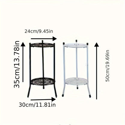 1 Pack, 2-Tiered Tall Plant Stand Metal Plant ShelfSupports Rack For Indoor Outdoor Home Decoration