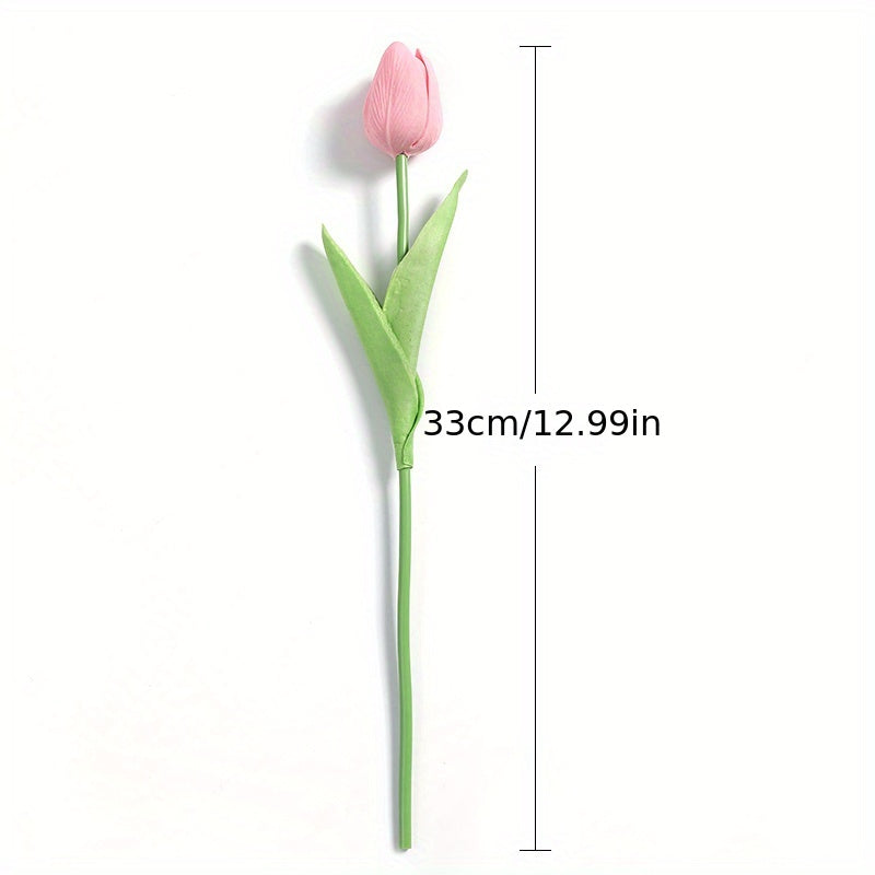 10pcs, Artificial Tulip, Artificial Flower Faux Flower Realistic Simulation Flower Blooming DIY Craft Bridal Bouquet Home Table Living Room Decoration, Indoor Outdoor Decoration