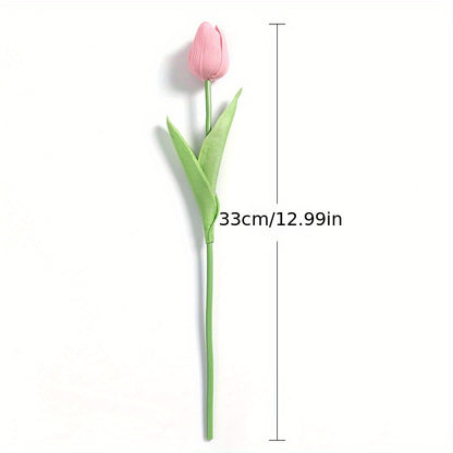 10pcs, Artificial Tulip, Artificial Flower Faux Flower Realistic Simulation Flower Blooming DIY Craft Bridal Bouquet Home Table Living Room Decoration, Indoor Outdoor Decoration