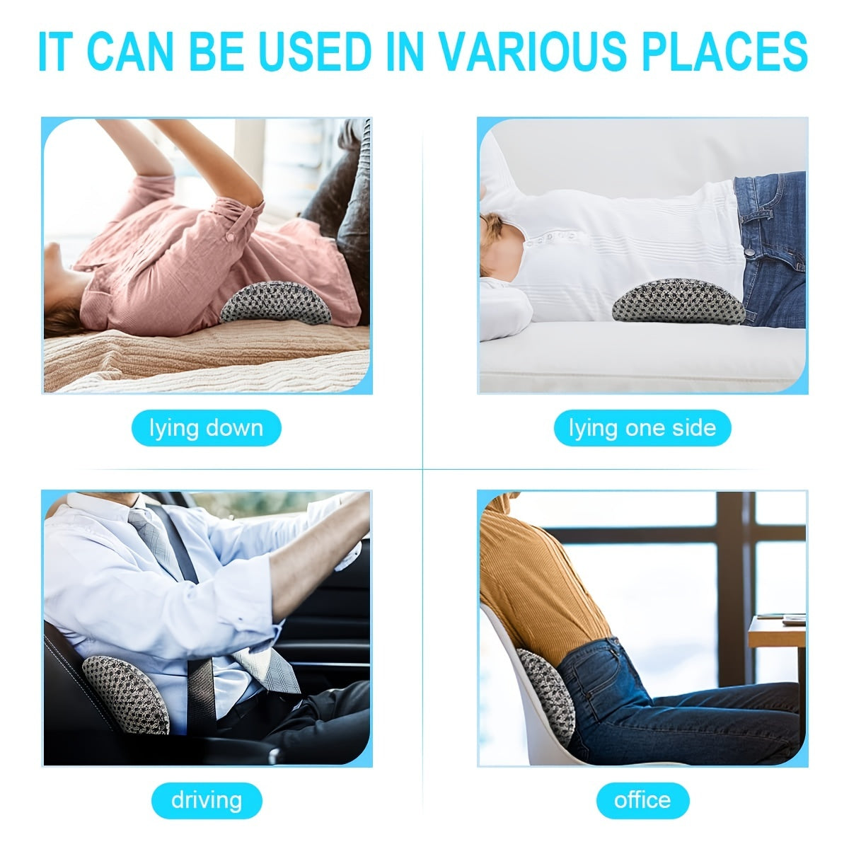 Supreme Memory Foam Lumbar Pillow - Scientific Contour for Instant Pain Relief - Premium Support for Car, Office, Recliner & Bed - Ergonomic Streamline Design for Ultimate Comfort