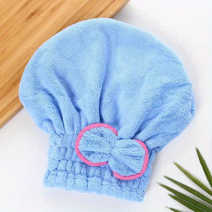 1 Pc Absorbent Coral Velvet Hair Drying Towel - Fast Drying Long Hair Turban Wrap For Women - Princess Shower Cap