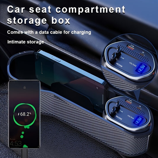 1PC 40W car seat slot storage box charger Double TYPE-C telescopic line porous fast charge bid farewell to car clutter car accessories Mobile phone accessories storage box Holiday gifts