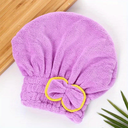 1 Pc Absorbent Coral Velvet Hair Drying Towel - Fast Drying Long Hair Turban Wrap For Women - Princess Shower Cap
