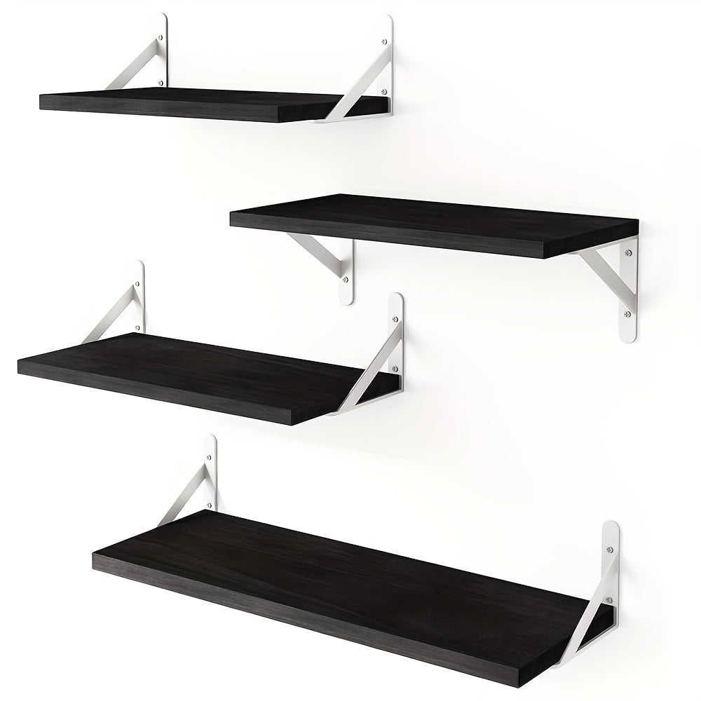 [4pcs Floating Shelves] 4pcs Floating Shelves, Wall Mounted Shelves | For Room Decor, Bathroom Storage, Bedroom, Living Room, And Plants, Home Storage Decoration Utility Shelf