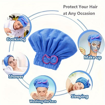 1 Pc Absorbent Coral Velvet Hair Drying Towel - Fast Drying Long Hair Turban Wrap For Women - Princess Shower Cap