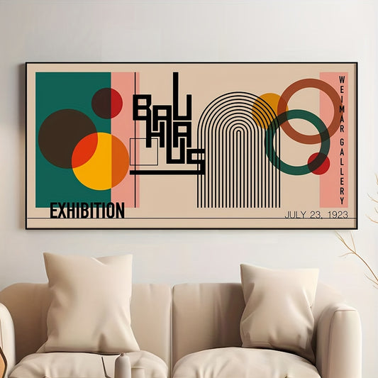 1pc Bauhaus-Inspired Abstract Geometric Canvas Art Print, Frameless Ink Wall Hanging Decor, Modern Nordic Minimalist Poster for Home Office, Living Room, Bedroom, Kitchen, Restaurant - Indoor/Outdoor Art Deco Retro Style
