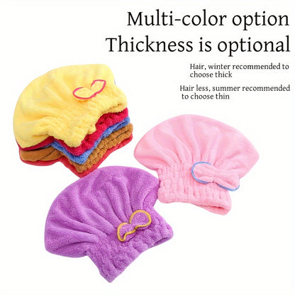 1 Pc Absorbent Coral Velvet Hair Drying Towel - Fast Drying Long Hair Turban Wrap For Women - Princess Shower Cap