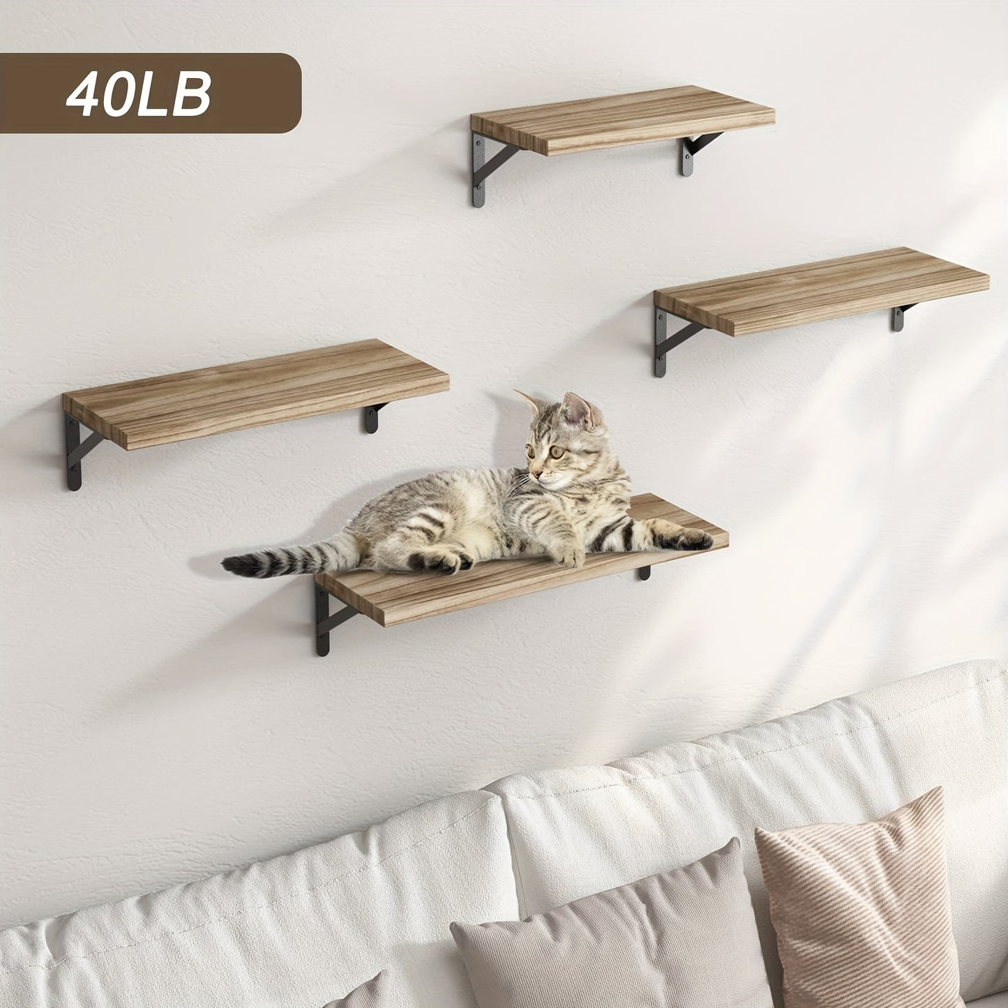 [4pcs Floating Shelves] 4pcs Floating Shelves, Wall Mounted Shelves | For Room Decor, Bathroom Storage, Bedroom, Living Room, And Plants, Home Storage Decoration Utility Shelf