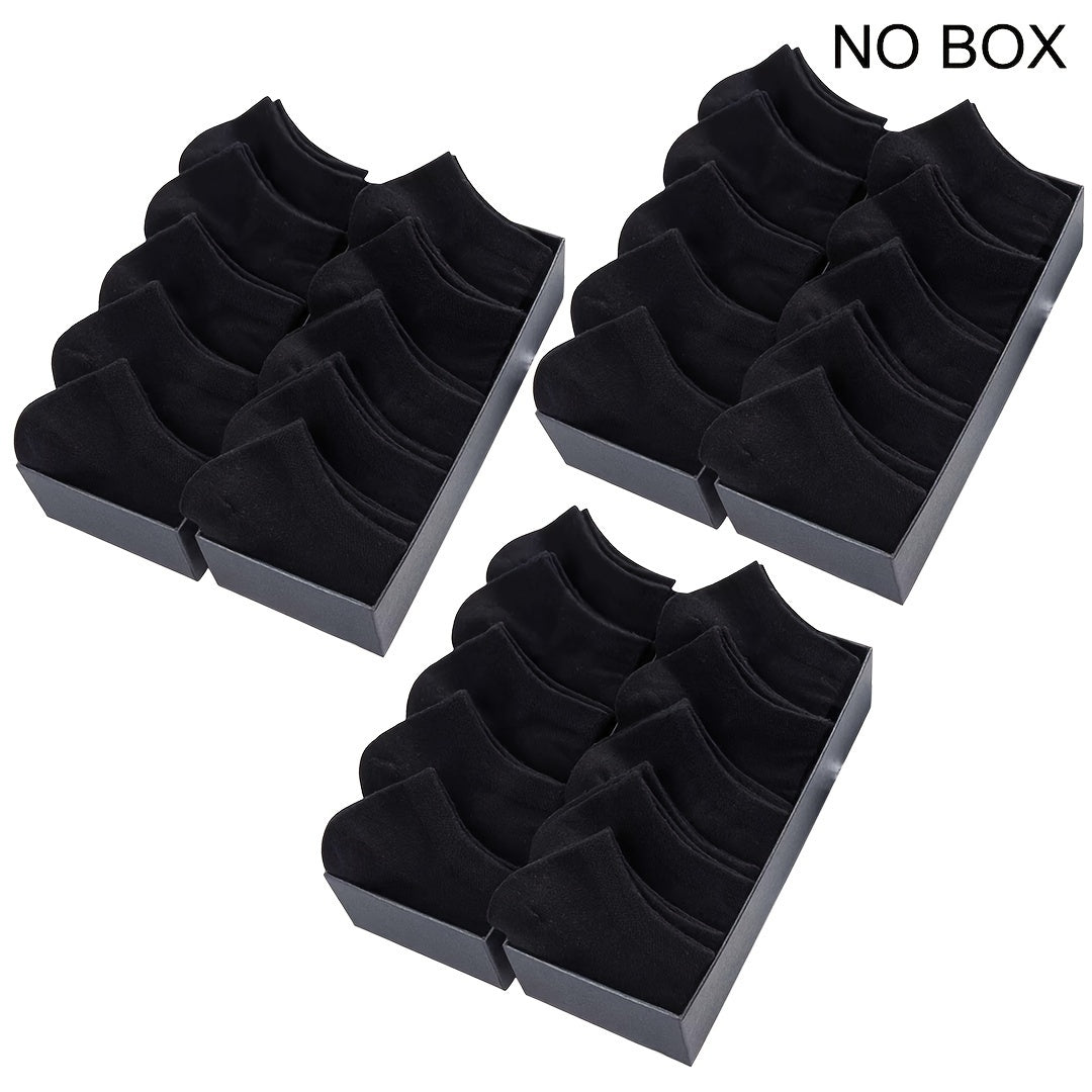 1/5/10/20 Pairs Men's Anti-odor Plain Color Thin Sweat-absorbing Breathable Invisible Ankle Socks, Boat Socks For Spring & Summer