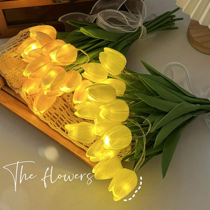 10pcs LED Tulip Lamp, Ambient Sense Table Lamp with Simulation Bouquet Night Light for Room Decoration