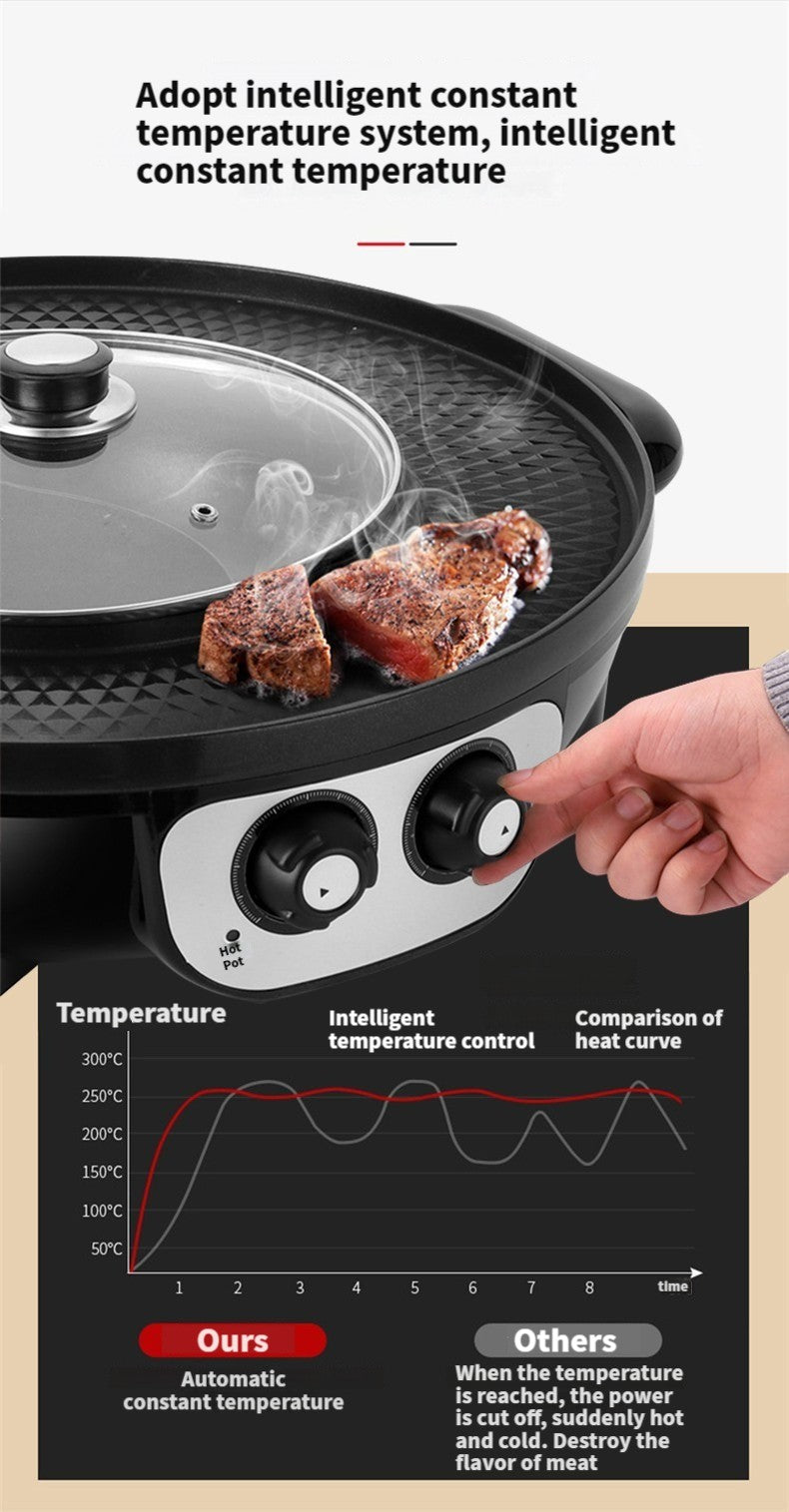 [Electric BBQ Grill Hot Pot] Smokeless Electric BBQ Grill and Hot Pot - Separable, Perfect for Home Cooking