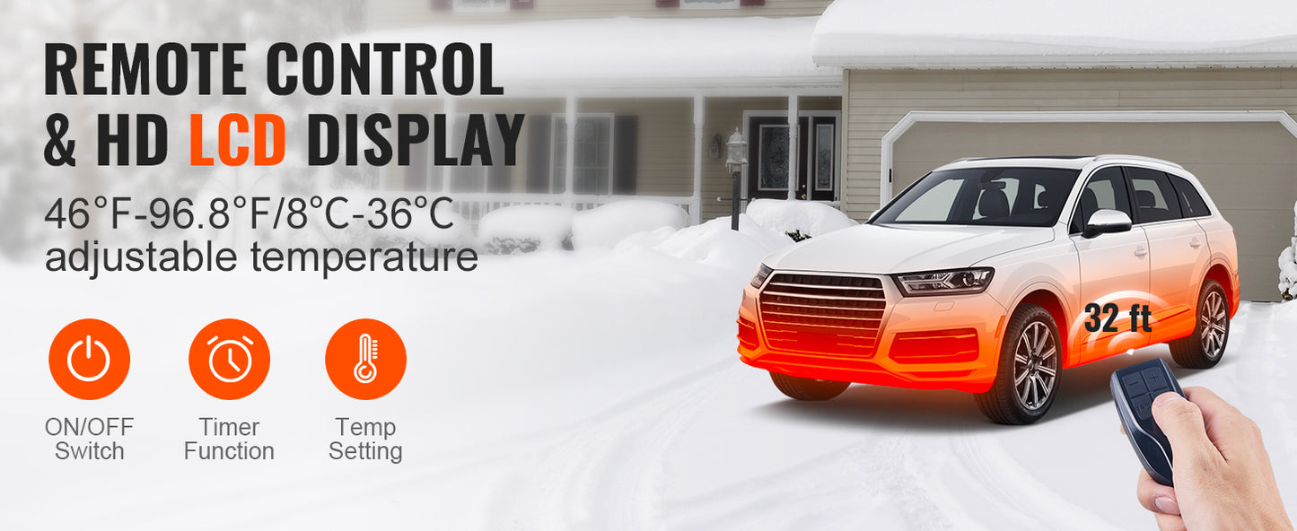 SucceBuy Car Heater 2/5/8KW Diesel Air Heater 12V With Silencer Remote Control Truck Boat Bus Trailer Air Diesel Parking Heater