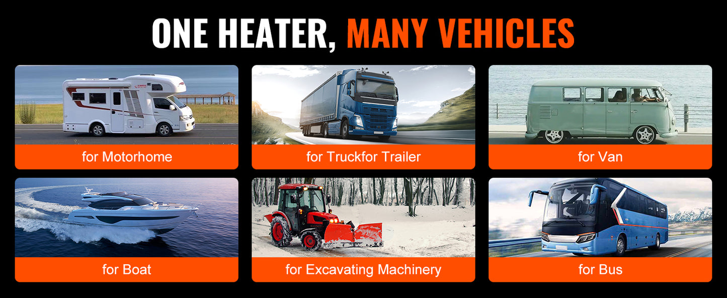 SucceBuy Car Heater 2/5/8KW Diesel Air Heater 12V With Silencer Remote Control Truck Boat Bus Trailer Air Diesel Parking Heater