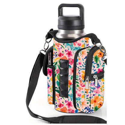 [Fitness Carrying Bag with Shoulder Strap] Fitness Magnetic Bag Water Bottle Holder Fitness Bottle Carrying Bag, with Mobile Phone Pocket and Handle Shoulder Strap Fitness Accessories Storage, Suitable for Men and Women, 5 Bu
