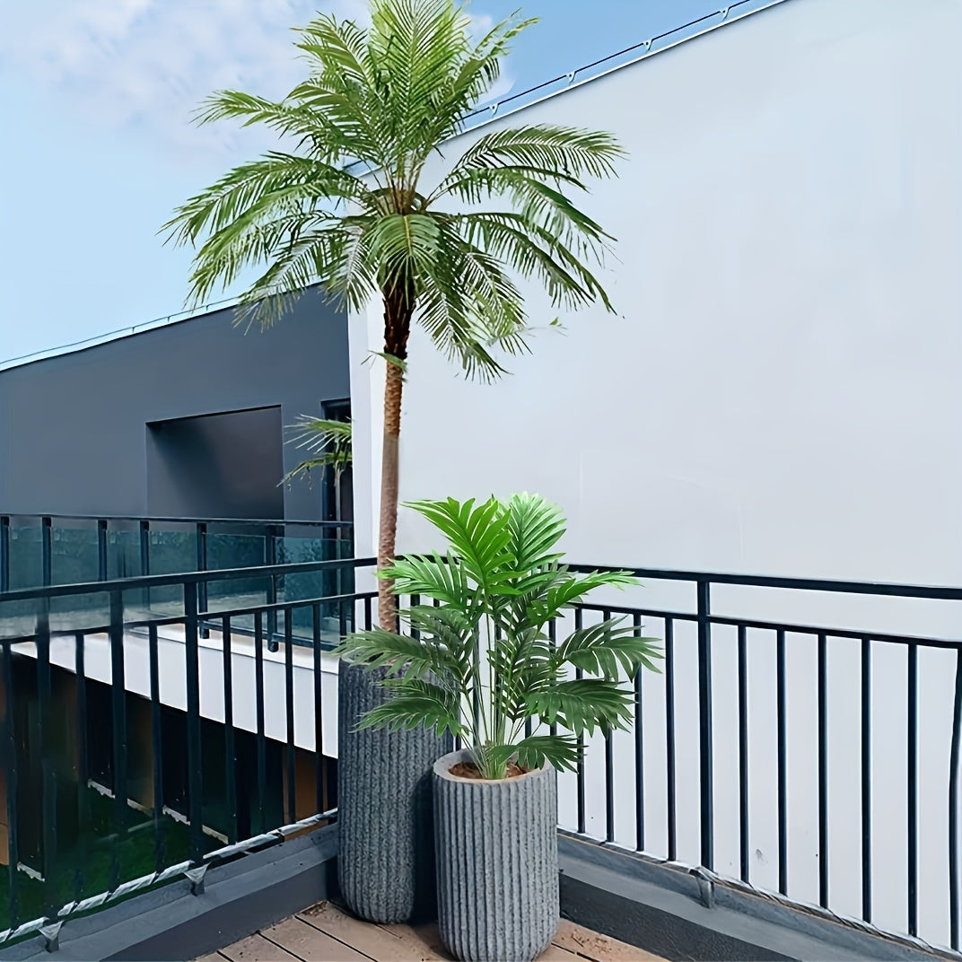 1pc 20" Fake Plants, Large Tropical Palm Tree, Artificial Monstera Faux Plant Tree In Pot For Indoor Outdoor Home Office Garden Decoration