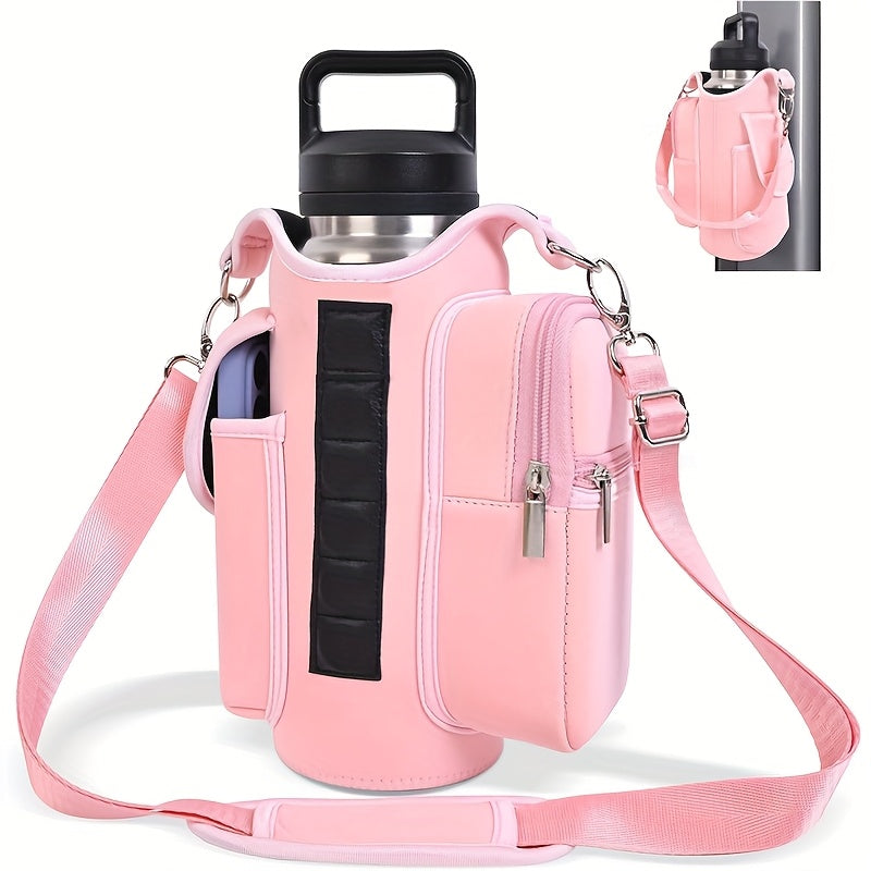 [Fitness Carrying Bag with Shoulder Strap] Fitness Magnetic Bag Water Bottle Holder Fitness Bottle Carrying Bag, with Mobile Phone Pocket and Handle Shoulder Strap Fitness Accessories Storage, Suitable for Men and Women, 5 Bu