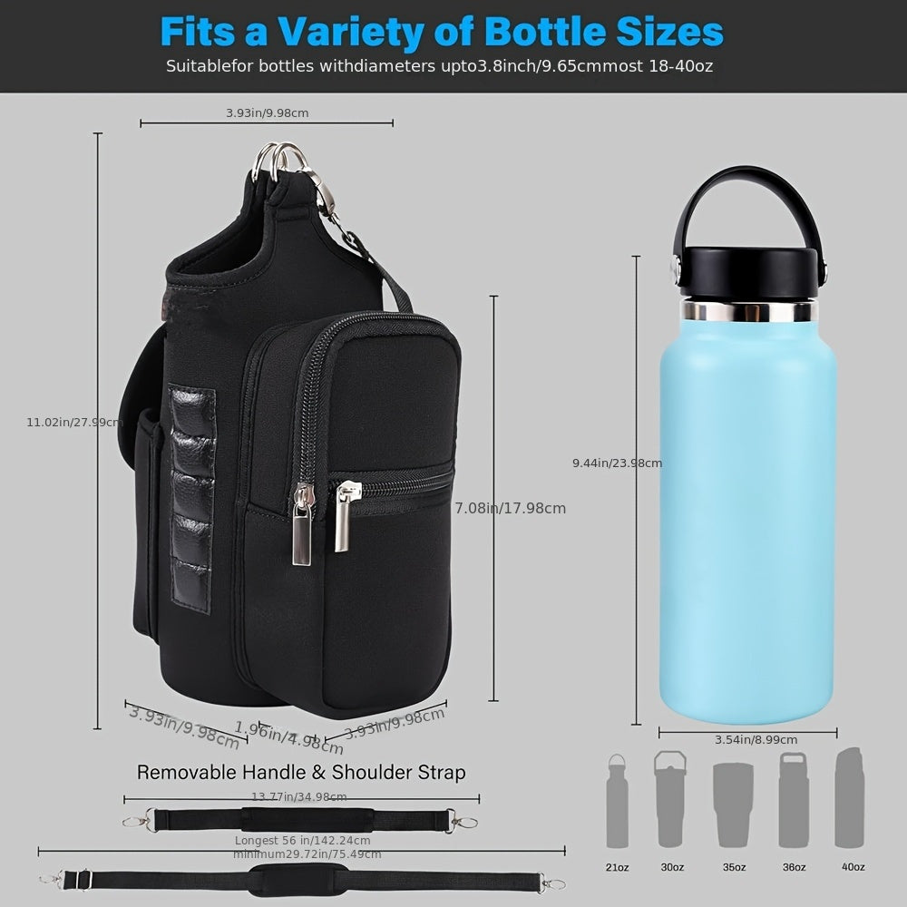 [Fitness Carrying Bag with Shoulder Strap] Fitness Magnetic Bag Water Bottle Holder Fitness Bottle Carrying Bag, with Mobile Phone Pocket and Handle Shoulder Strap Fitness Accessories Storage, Suitable for Men and Women, 5 Bu
