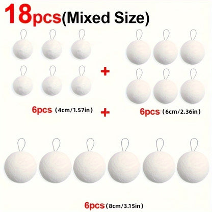 18pcs, White Foam Christmas Balls Ornaments For Xmas Tree Hanging Pendant Ball Holiday New Year Wedding Party Home Decoration Supplies