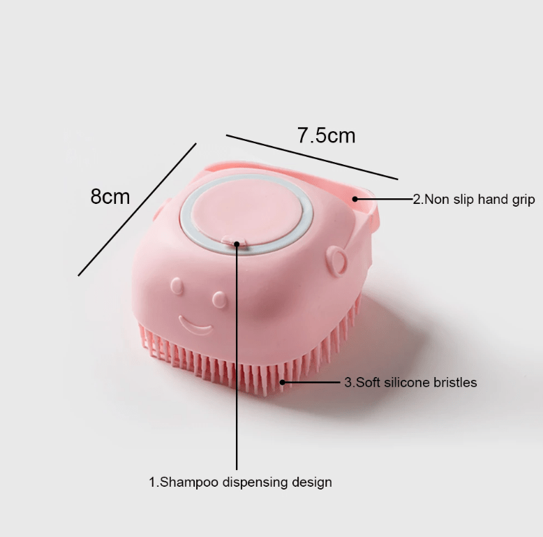 Soft Dog Shampoo Massager Bath Brush with Detachable Head & Soft Bristles - Gentle Pet Grooming Shower Brush for Sensitive Light Beige, Easy-Clean Design, Multi-Color Options (Pink, Blue, Yellow, Green, Turquoise) - Bath Time