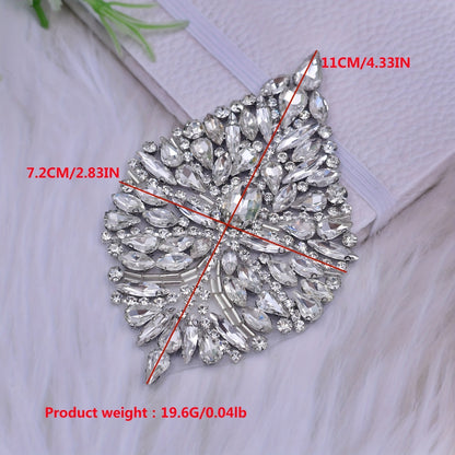 [Silvery Rhinestone Applique Patch] 2pcs Silvery Rhinestone Applique Patch - Sewing Iron-On Dress Shoes Decoration Accessories