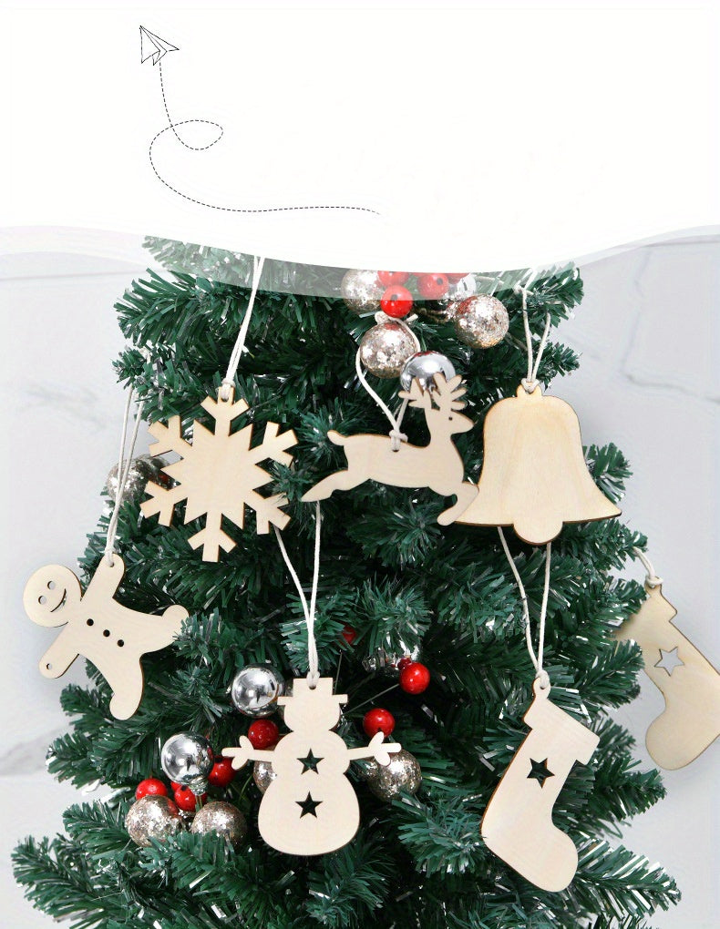 1 Pack, Christmas Pendant Household Decoration Supplies, Wooden Handicrafts, Creative Carving Wood Chips, Christmas Tree Decorations Gifts, Creative Small Gift, Holiday Accessory, Birthday Party Supplies, Birthday Gift, Art C